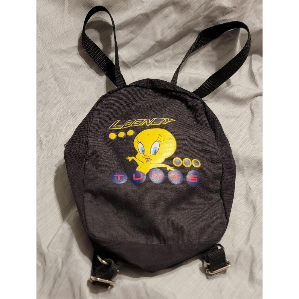 Vintage 90s Y2K Looney Tunes Tweety Bird Backpack Bag 1999 Blue Preppy